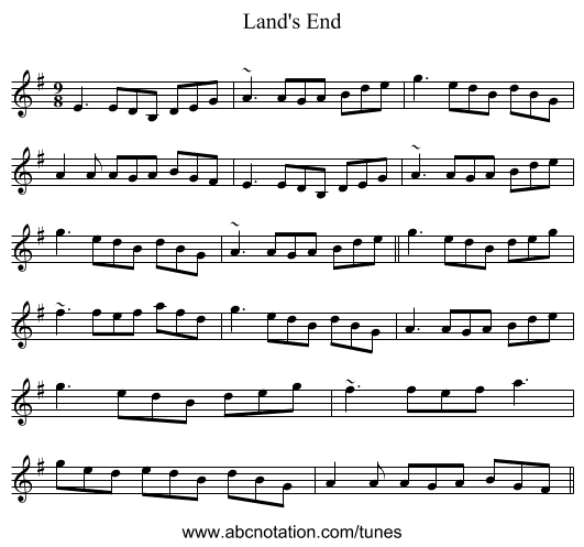 Land's End - staff notation