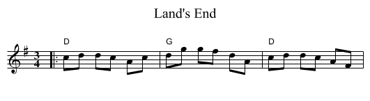 Land's End - staff notation