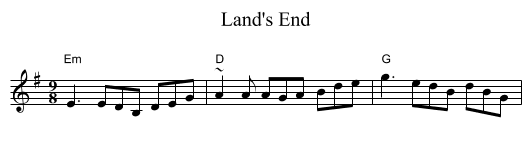 Land's End - staff notation