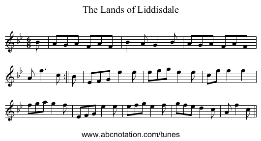 Lands of Liddisdale, The - staff notation