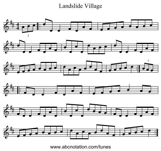 Landslide Village - staff notation