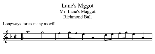 Lane's Mggot - staff notation