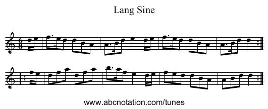 Lang Sine - staff notation