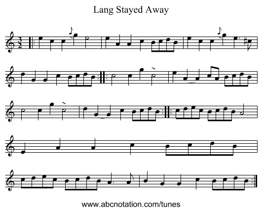 Lang Stayed Away - staff notation