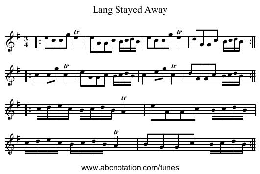 Lang Stayed Away - staff notation