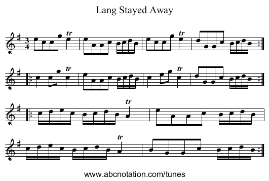 Lang Stayed Away - staff notation