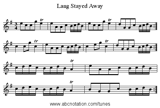 Lang Stayed Away - staff notation