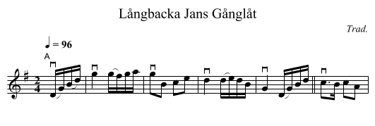 L&aring;ngbacka Jans G&aring;ngl&aring;t - staff notation