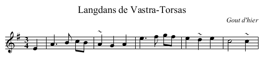 Langdans de Vastra-Torsas - staff notation