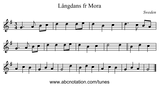 Långdans fr Mora - staff notation