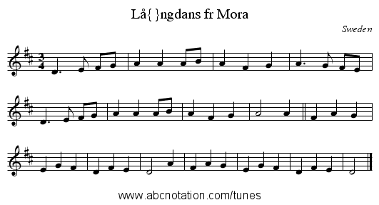 L&aring;ngdans fr Mora - staff notation