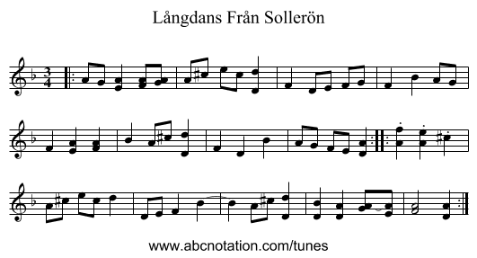 Långdans Från Sollerön - staff notation