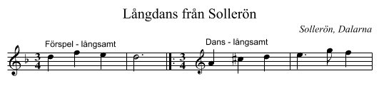 Långdans från Sollerön - staff notation