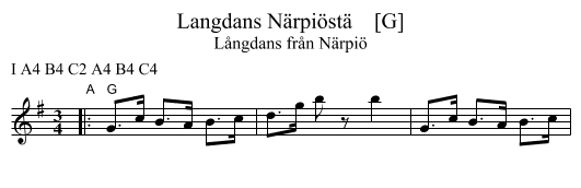 Langdans N&auml;rpi&ouml;st&auml;    [G] - staff notation