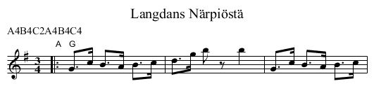 Langdans N&auml;rpi&ouml;st&auml; - staff notation
