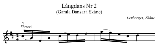 Långdans Nr 2 - staff notation