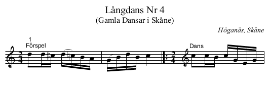 Långdans Nr 4 - staff notation