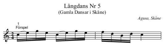 Långdans Nr 5 - staff notation