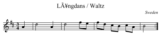 LÃ¥ngdans / Waltz - staff notation