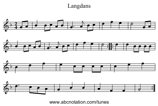 Langdans - staff notation