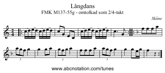 Långdans - staff notation