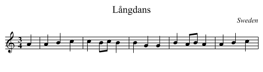 Långdans - staff notation