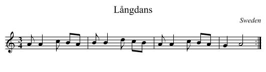 Långdans - staff notation