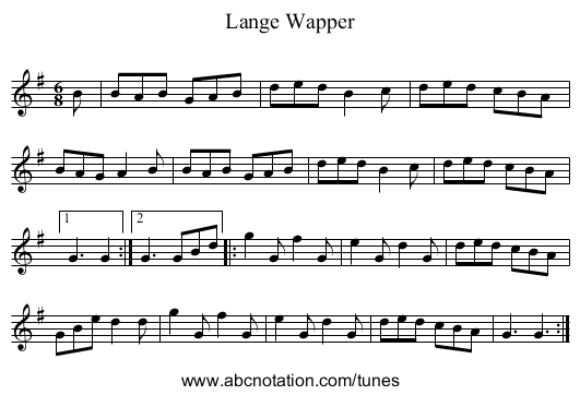 Lange Wapper - staff notation
