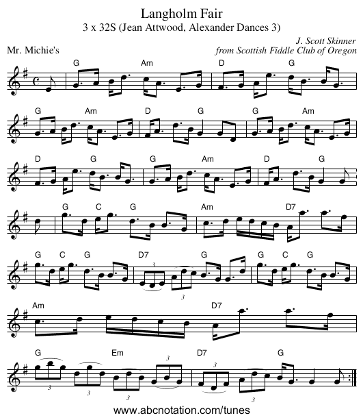 Langholm Fair - staff notation