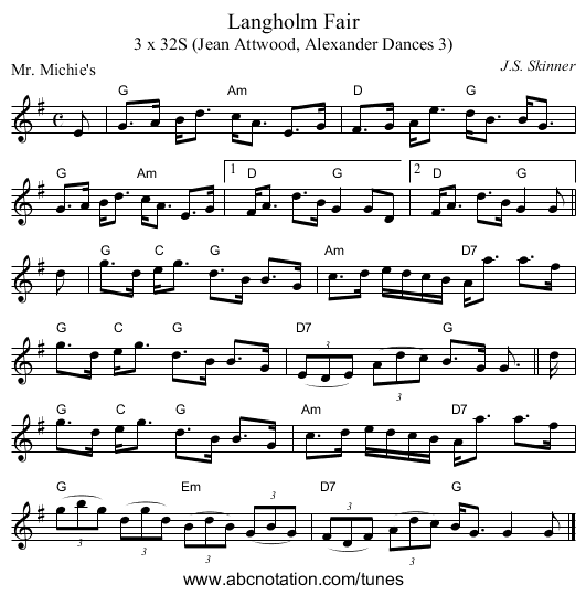 Langholm Fair - staff notation