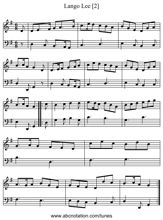 Lango Lee [2] - staff notation