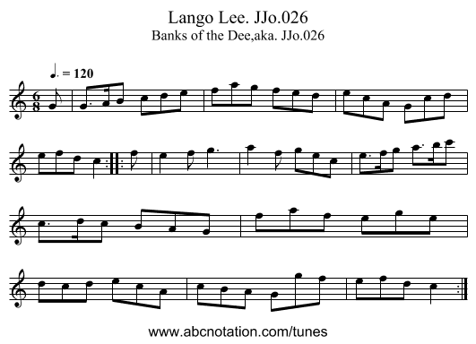 Lango Lee. JJo.026 - staff notation