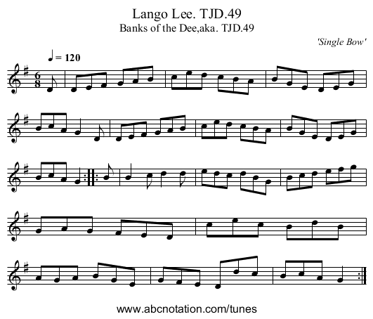 Lango Lee. TJD.49 - staff notation