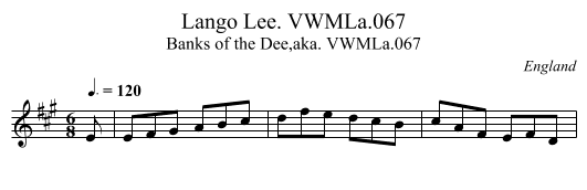 Lango Lee. VWMLa.067 - staff notation