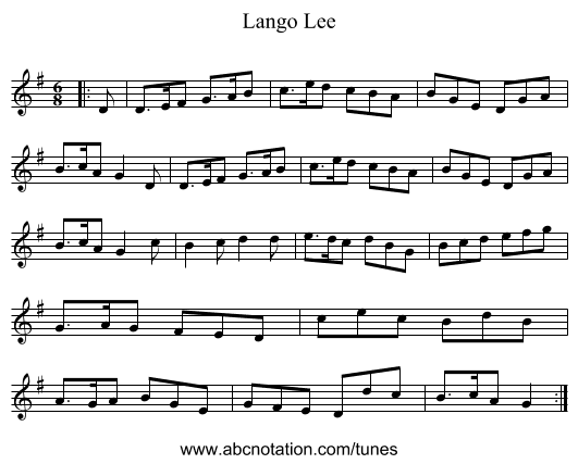 Lango Lee - staff notation