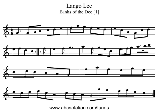 Lango Lee - staff notation