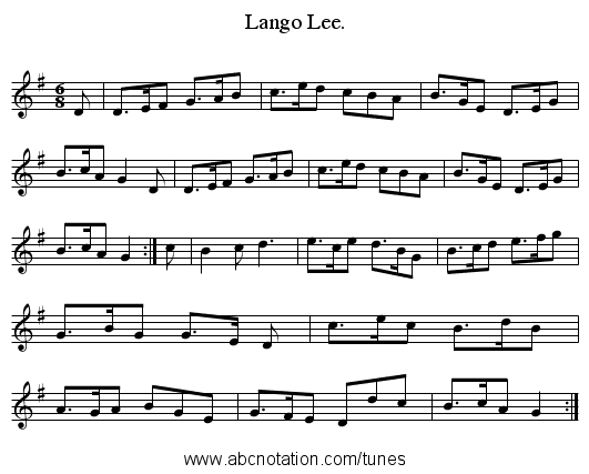Lango Lee. - staff notation