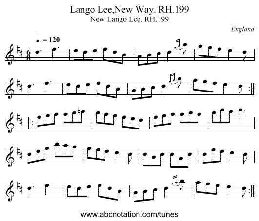 Lango Lee,New Way. RH.199 - staff notation