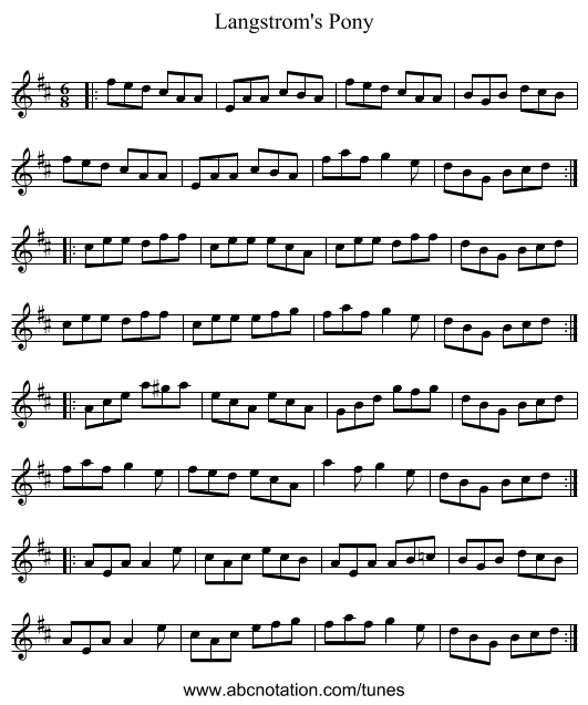 Langstrom's Pony - staff notation