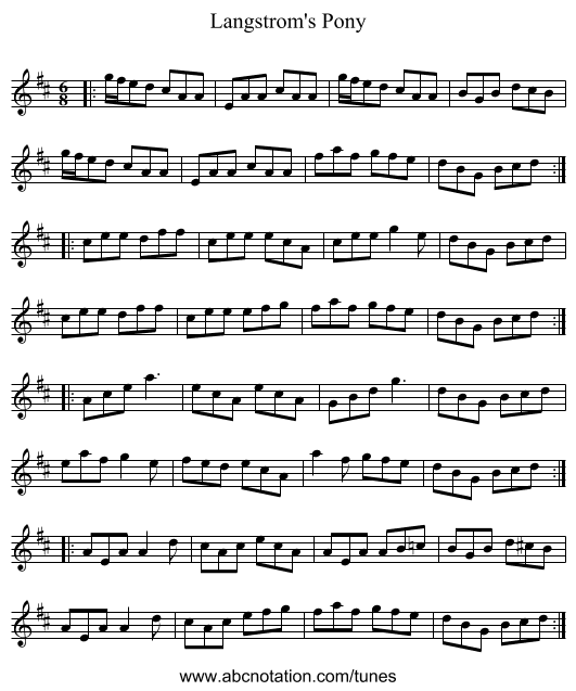 Langstrom's Pony - staff notation