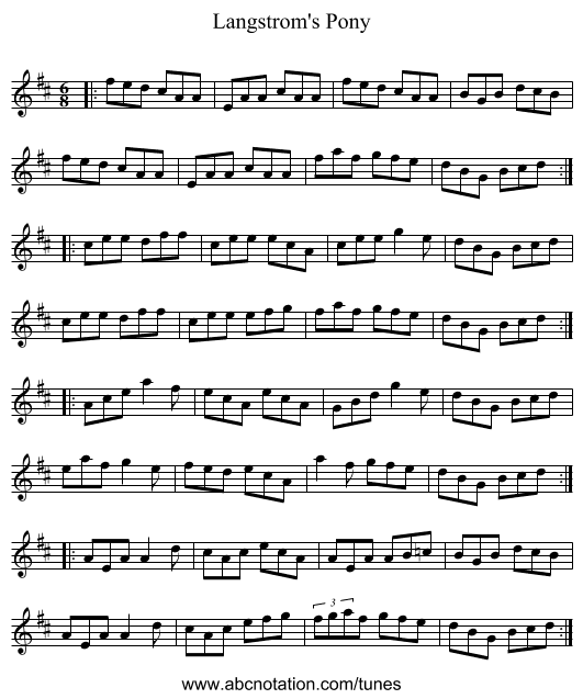 Langstrom's Pony - staff notation