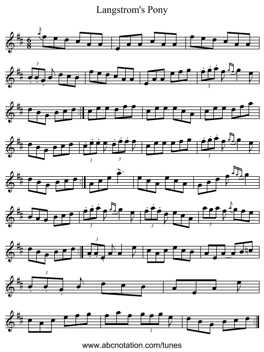 Langstrom's Pony - staff notation