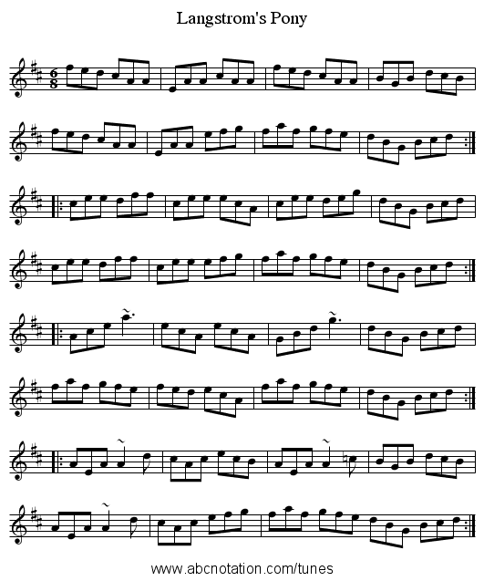Langstrom's Pony - staff notation