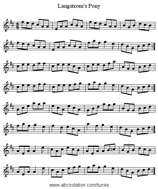Langstrom's Pony - staff notation