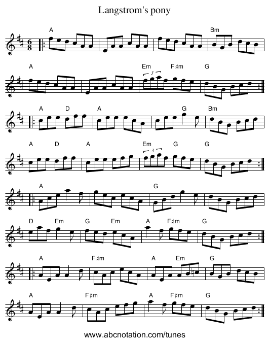 Langstrom's pony - staff notation