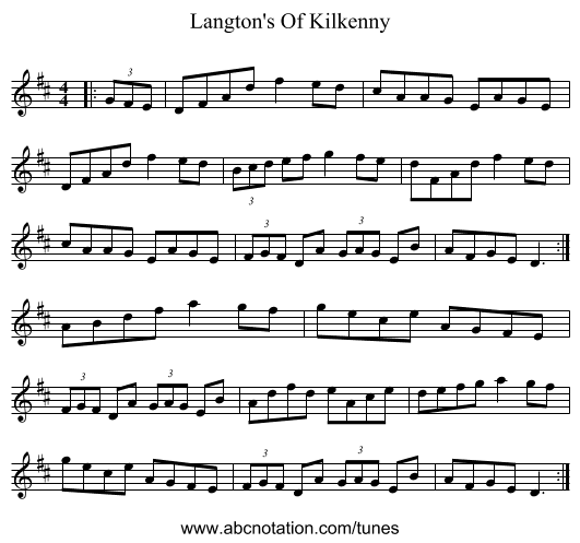 Langton's Of Kilkenny - staff notation
