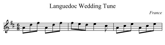 Languedoc Wedding Tune - staff notation