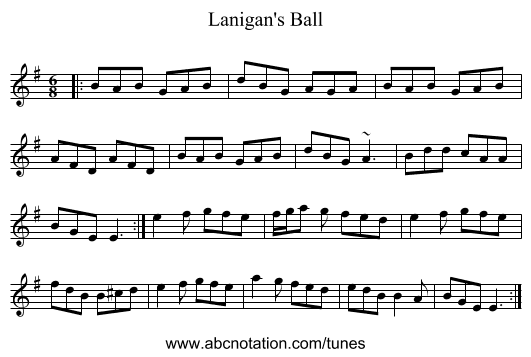 Lanigan's Ball - staff notation