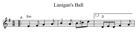 Lanigan's Ball - staff notation