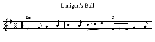 Lanigan's Ball - staff notation